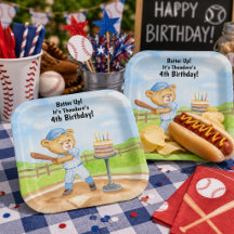 Camisa do 4º aniversário do Teddy Bear Baseball Te