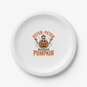 Prato De Papel Camisa engraçada de esqueleto de Halloween de Pete