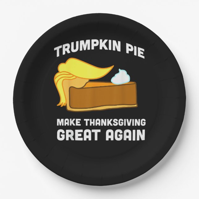 Prato De Papel Camisa Engraçada Pizza De Trumpkin Torna Excelente (Frente)