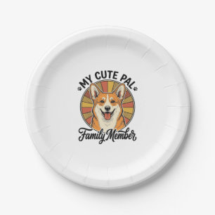 Prato De Papel Camisa Família Corgi Design de Amante de Pet Vinta