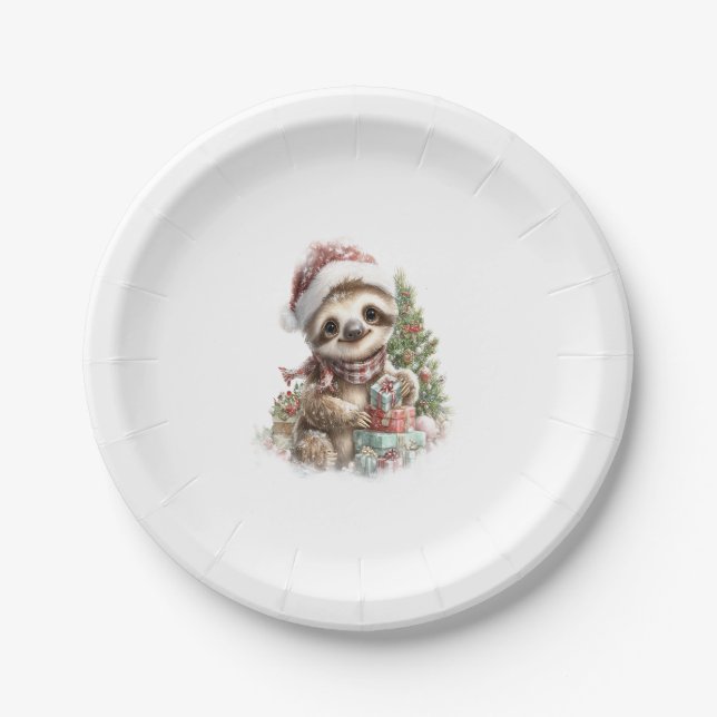 Prato De Papel Camisa Lenta Natal Santa Hat (Frente)