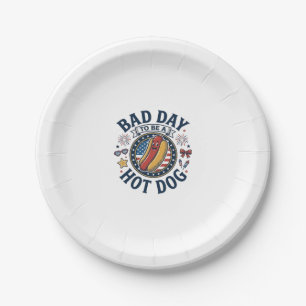 Prato De Papel Camisa Patriótica Hot Dog Dia Ruim Engraçada 4 de