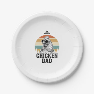 Prato De Papel Camisa Vintage Pai de Galinha Pôr do Sol Engraçado