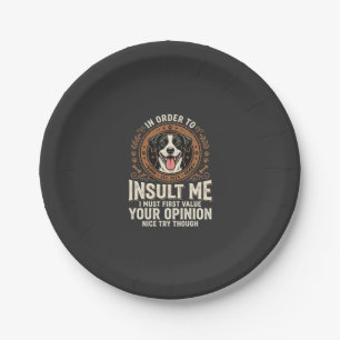 Prato De Papel Camiseta de Cachorro Opinião Divertida Insulto