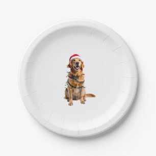 Prato De Papel Camiseta de cão de Natal, recuperador de Ouro de N