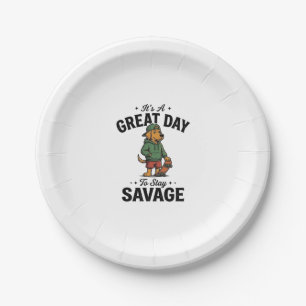 Prato De Papel Camiseta Desenho Gravura Vintage Savage Dog_1