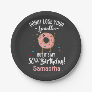 Prato De Papel Camiseta engraçada de aniversário de 50 anos Donut