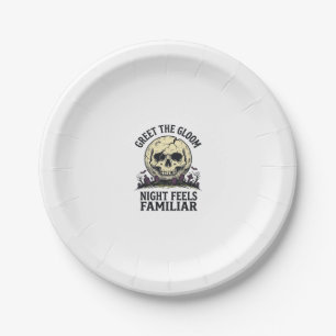 Prato De Papel Camiseta Gráfica Crânio Lua Assustadora de Hallowe
