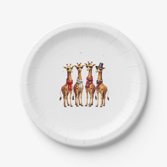 Prato De Papel Camiseta Oversized Giraffe Christmas Chic (Frente)