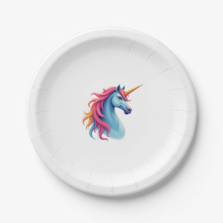 Prato De Papel Camiseta Unicórnio Colorida Tie-Dye Cavalo Unicórn