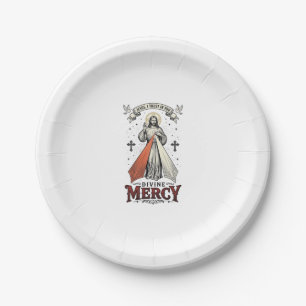 Prato De Papel Camiseta Vintage Divina Misericórdia Jesus Eu Conf