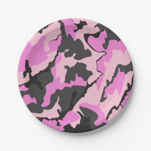 Prato De Papel Camo Rosa, Placas De Papel De 7 Polegadas