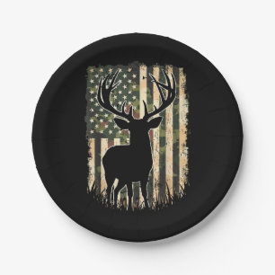 Prato De Papel Camo US Flag Deer Hunting Camoflage Hunter