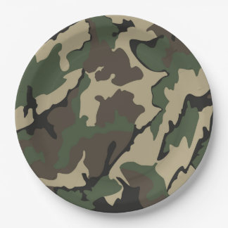 Prato De Papel Camo Verde, Placas de Festas de Papel