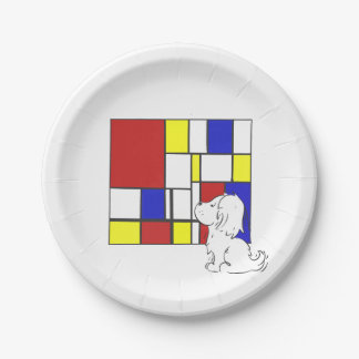 Prato De Papel Camomila Inspirada em Mondrian