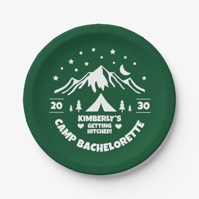 Prato De Papel Camping Bachelorette Green (Frente)