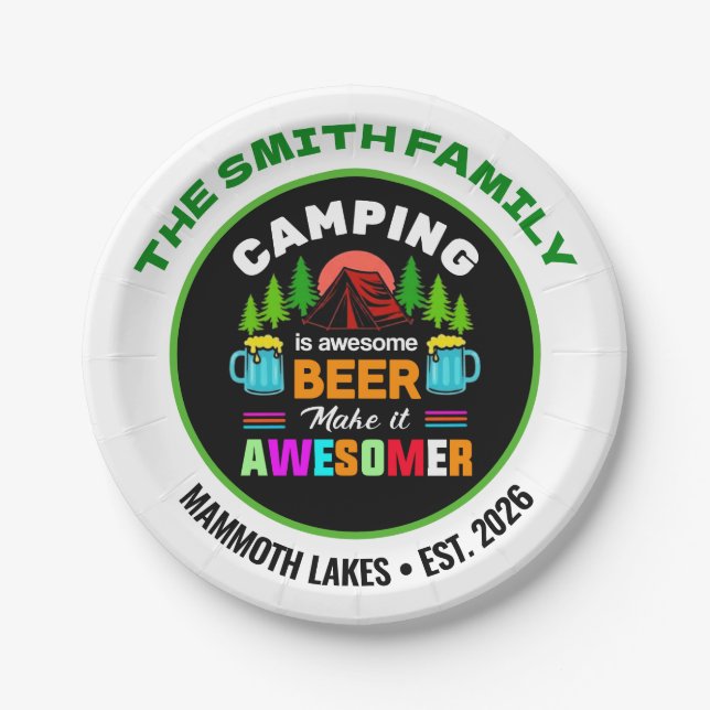 Prato De Papel Camping é Cerveja Incrível TornaIncrível-67357 (Frente)