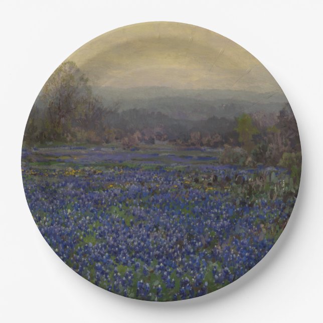 Prato De Papel Campo de flores de Bluebonnet (paisagem rural) (Frente)