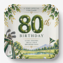 Campo de Golfe em Aquarela Verde para 80º Aniversá