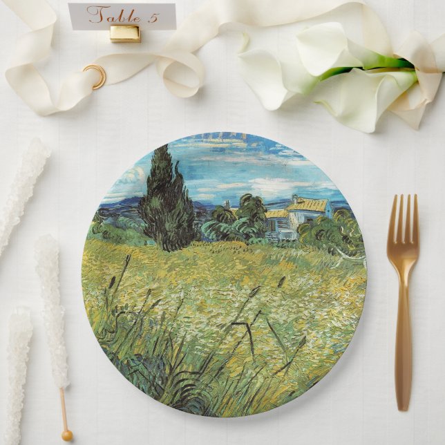 Prato De Papel Campo de trigo verde Vincent van Gogh (Casamento)