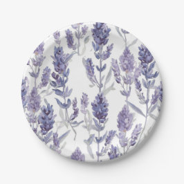 Prato De Papel Campos de Lavanda | Padrão de Flor de Aquarela Rox