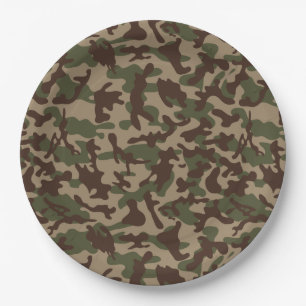 Prato De Papel Camuflagem de madeira profunda