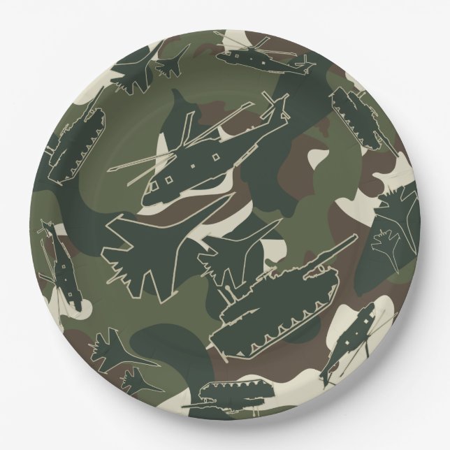 Prato De Papel Camuflagem Militar Camo Camo Placas Descartáveis (Frente)