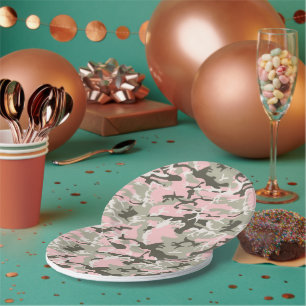 Prato De Papel Camuflagem rosa e verde, Militares, Exército