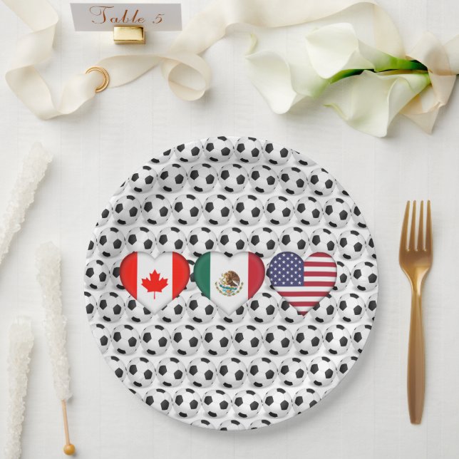 Prato De Papel Canadá México EUA hospedando o Futebol Tournament  (Casamento)