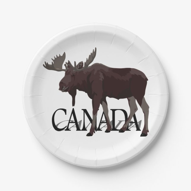 Prato De Papel Canadá: Moose Placas para o Dia do Canadá (Frente)