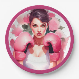 Prato De Papel Cancer da mama floral, rosa e Bonito