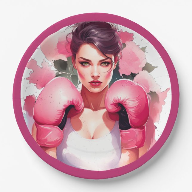 Prato De Papel Cancer da mama floral, rosa e Bonito (Frente)