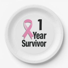 Prato De Papel Cancer de Mama do Ano - 1 ano