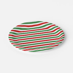 Prato De Papel Candy Cane Christmas Strips Red Green