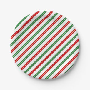 Prato De Papel Candy Cane Christmas Strips Red Green