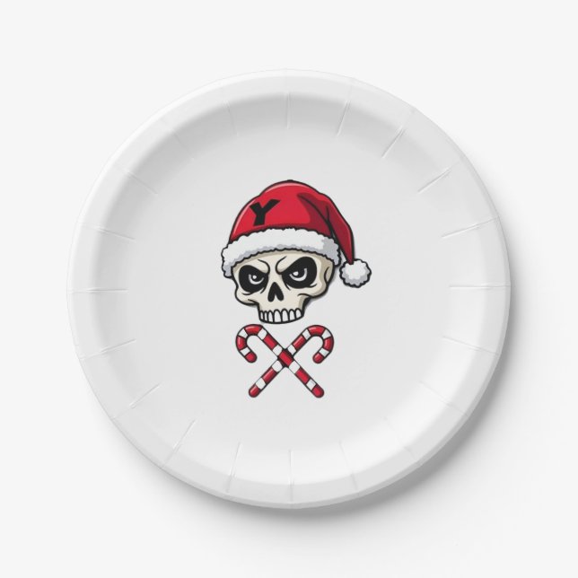 Prato De Papel Candy Cane Crew Skull Christmas 2025 Funny Men Boy (Frente)