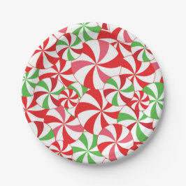 Prato De Papel Candy Cane Printed Party Paper Plates