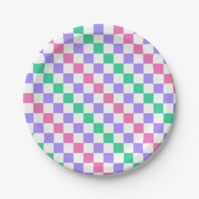 Prato De Papel Candy shop diagonal checkerboard pattern (Frente)