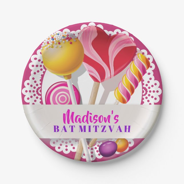 Prato De Papel CANDY STORE Bat Mitzvah Paper Plate (Frente)