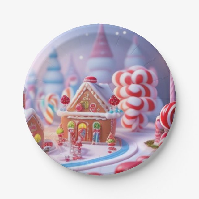 Prato De Papel Candyland/Fantasy Town/Candy/Paper Plate (Frente)