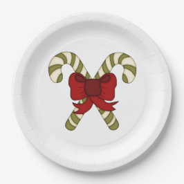 Prato De Papel Canes de doces com Arco vermelho