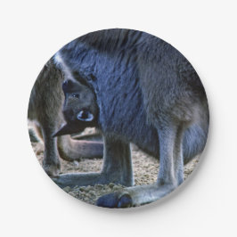 Prato De Papel Canguru bebê na bolsa da mãe - Austrália