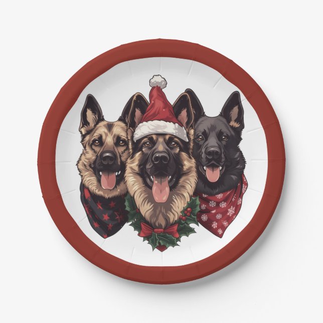 Prato De Papel Caninos de German shepherd de Natal (Frente)