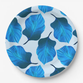 Prato De Papel Canna Tropicanna Folhas Tropicais em Azul