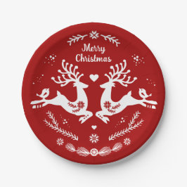 Prato De Papel Canto Festivo Escandi Vermelho, Velho Natal