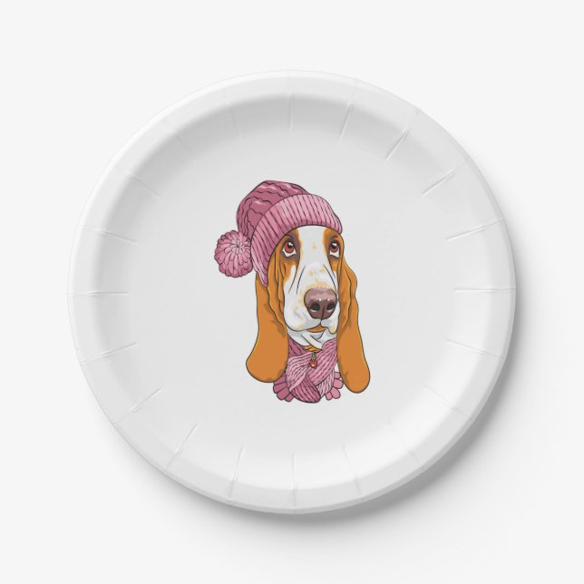 Prato De Papel cão Basset Hound Raça de malha (Frente)