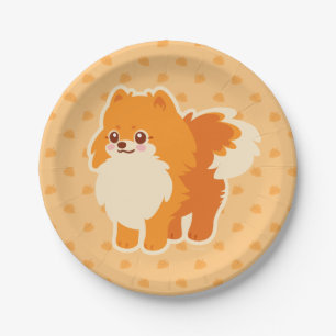 Prato De Papel Cão bonito Kawaii Pomeranian
