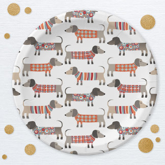 Prato De Papel Cão de linguiça de salsicha de Dachshund