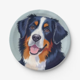 Prato De Papel Cão de Montanha Bernês | Pintura em Aquarela