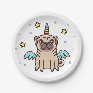 Prato De Papel Cão do arco-íris do unicórnio